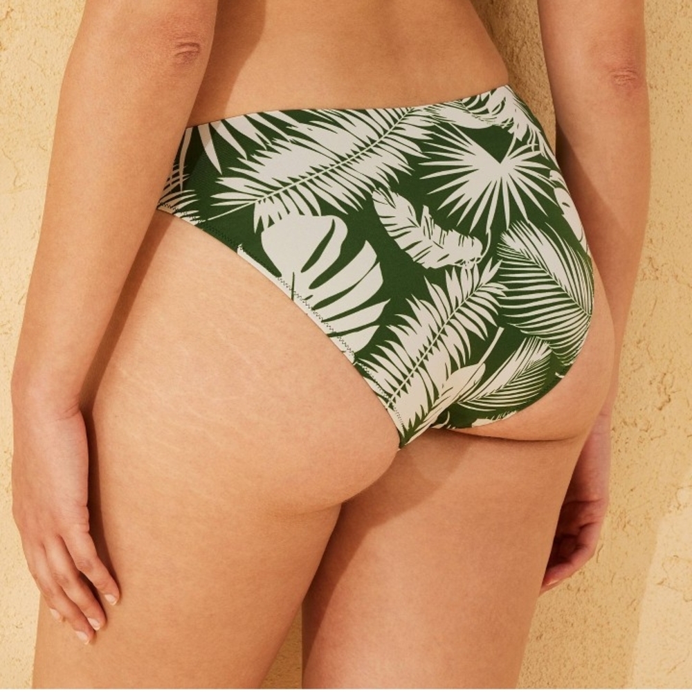 Dark Green and Cream Palm Print Bikini